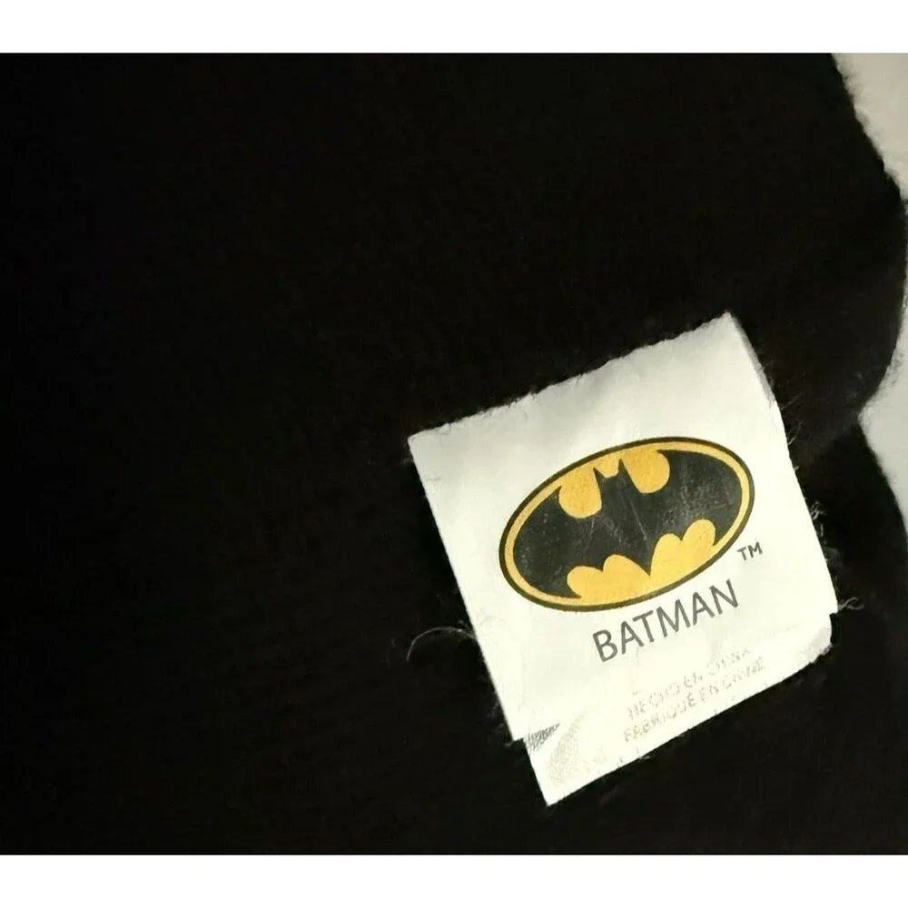 Marvel Batman Boy's Winter Hat Beanie Knit Gray Black Yellow Child DC COMICS
